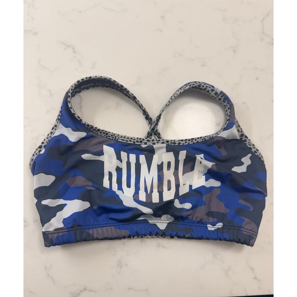Rumble Boxing Sports Bra Blue Camo Print Size Small